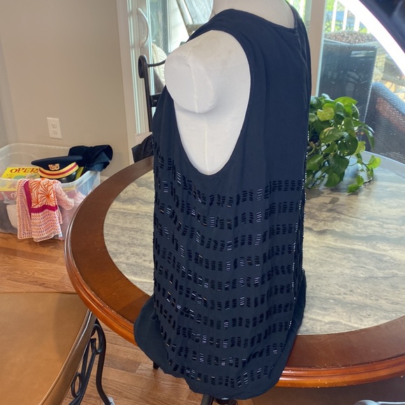 Isabel Lu  silk black beaded tank top large - Picture 3 of 8
